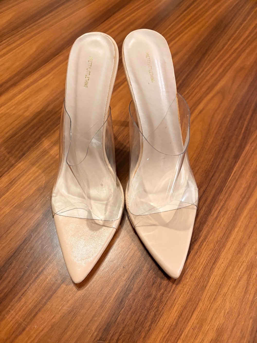 Pretty little thing transparent heeled sandals UK 6